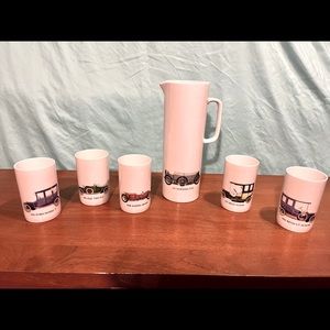 Vintage Thomas Germany
porcelain 1.5 L pitcher and 12
oz. cups with antique